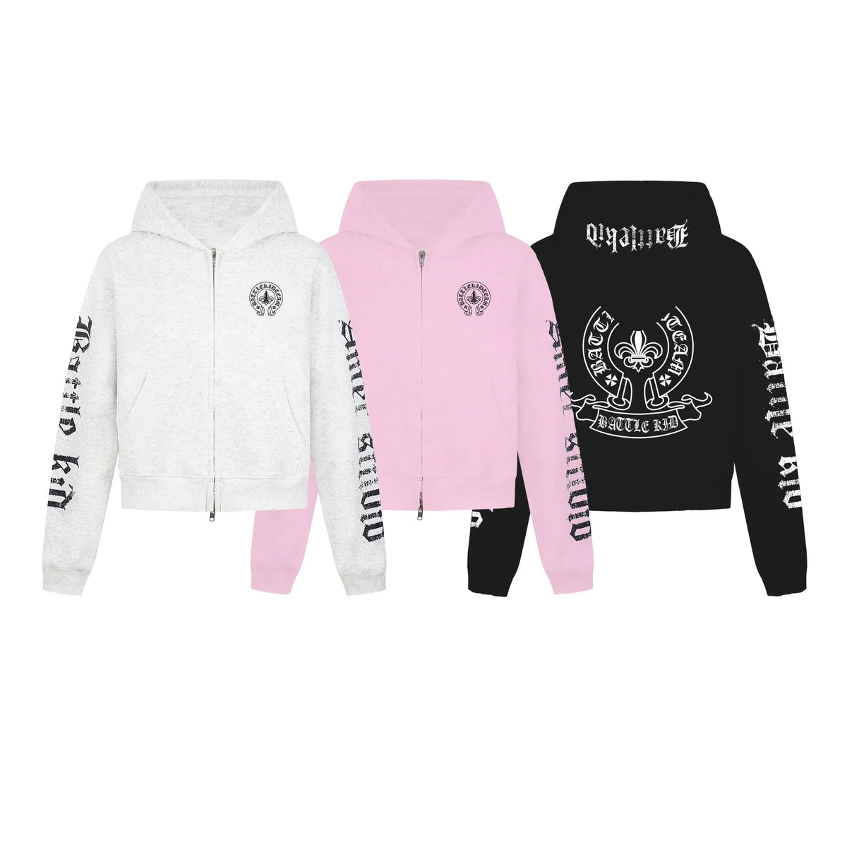 Gothic Letter Zip Hoodie