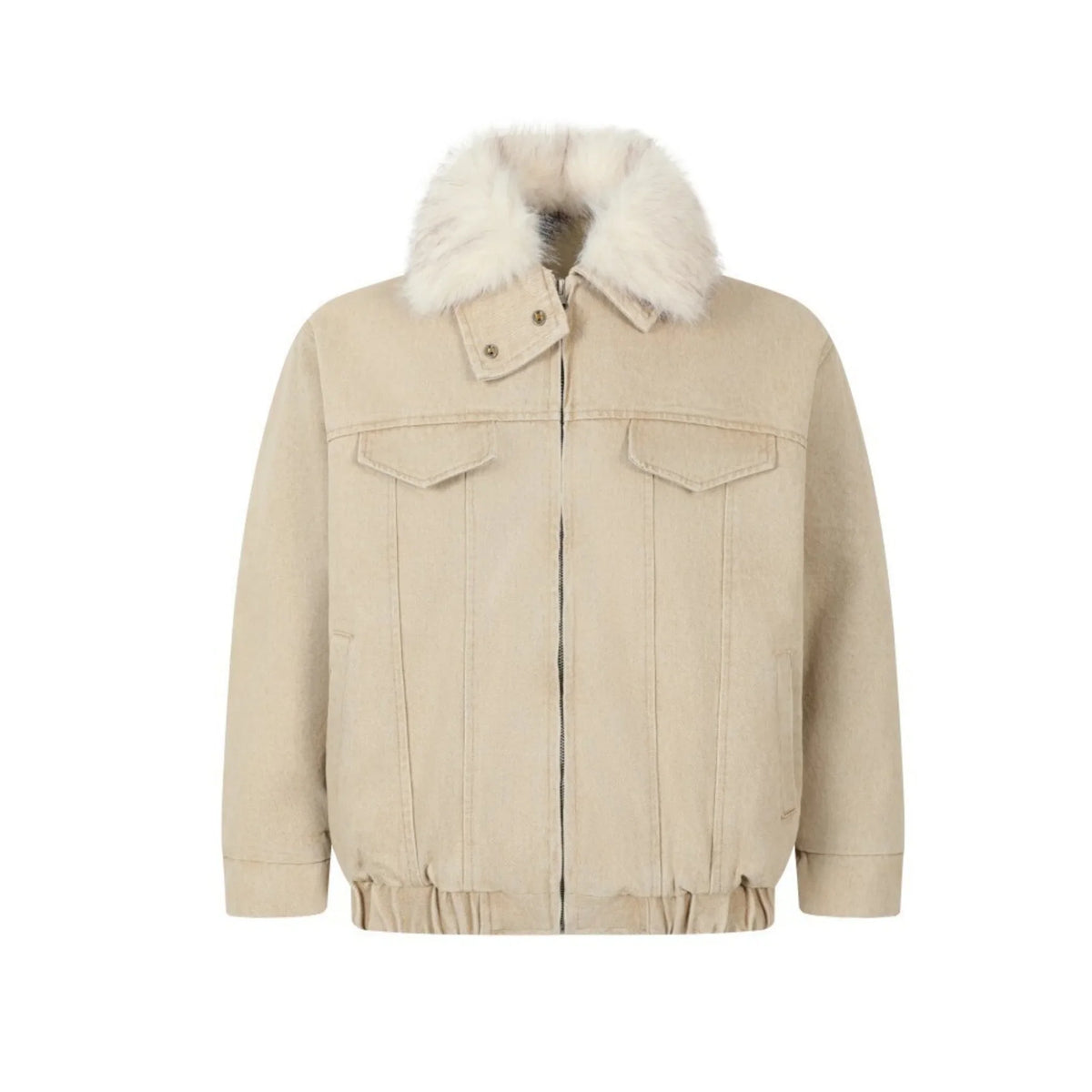 Faux Fur Collar Denim Jacket