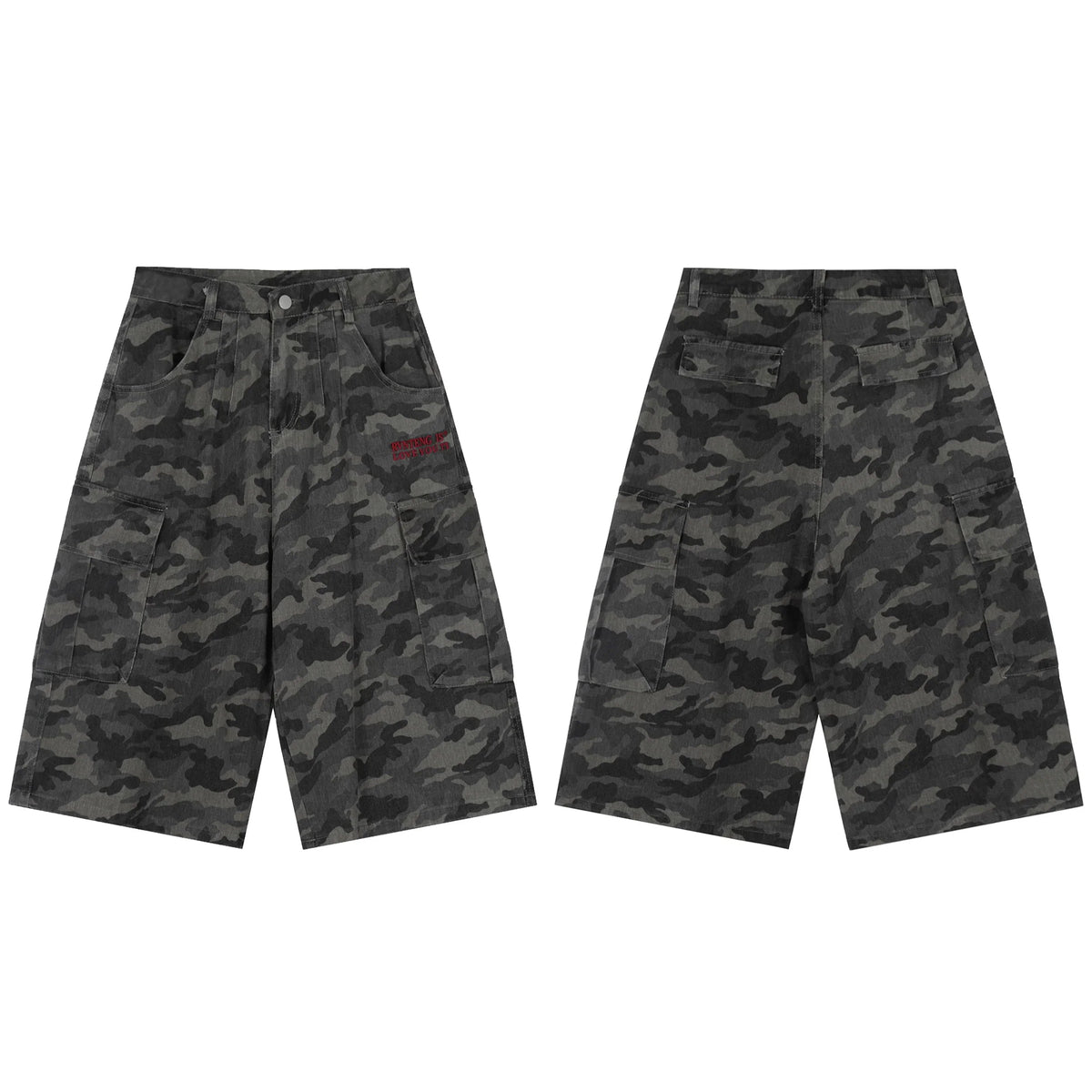 Camo Wide-Leg Cargo Shorts