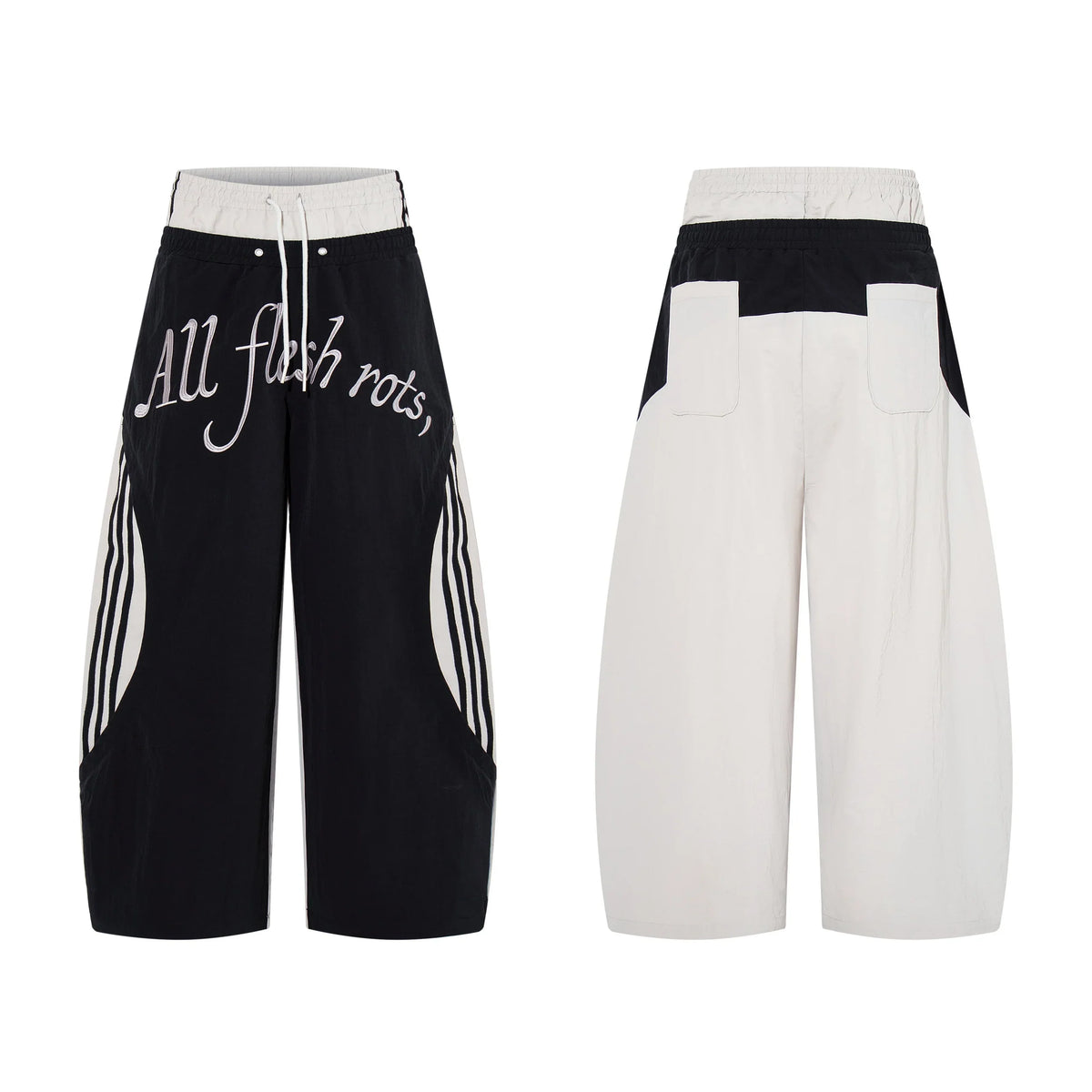 Script Graphic Wide-Leg Track Pants