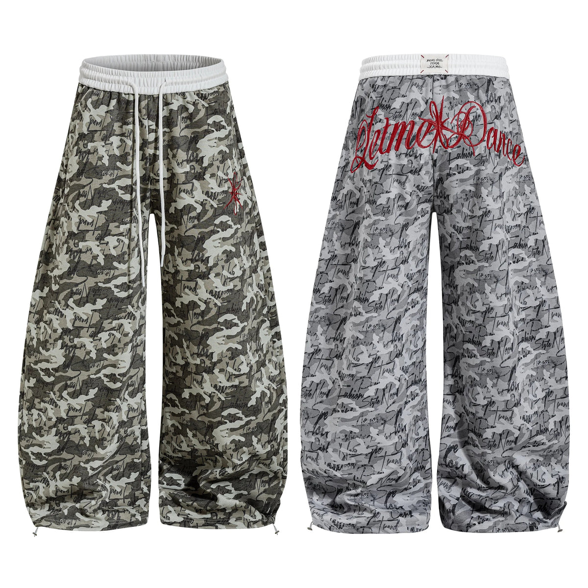 Camo Script Wide-Leg Pants