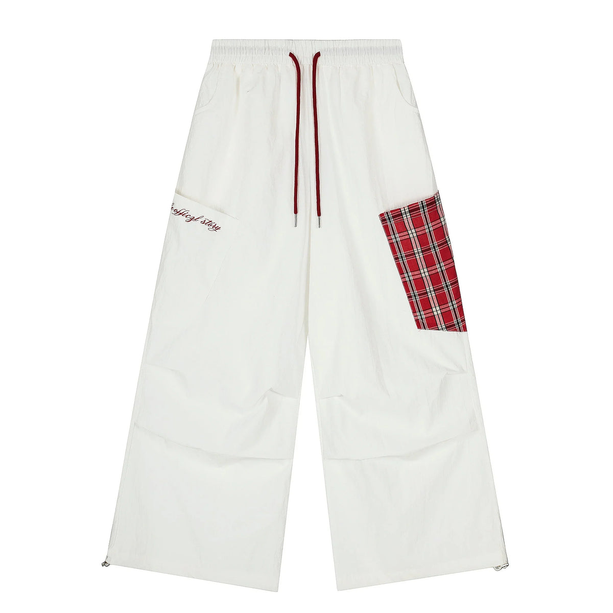 Plaid-Patch Nylon Cargo Pants
