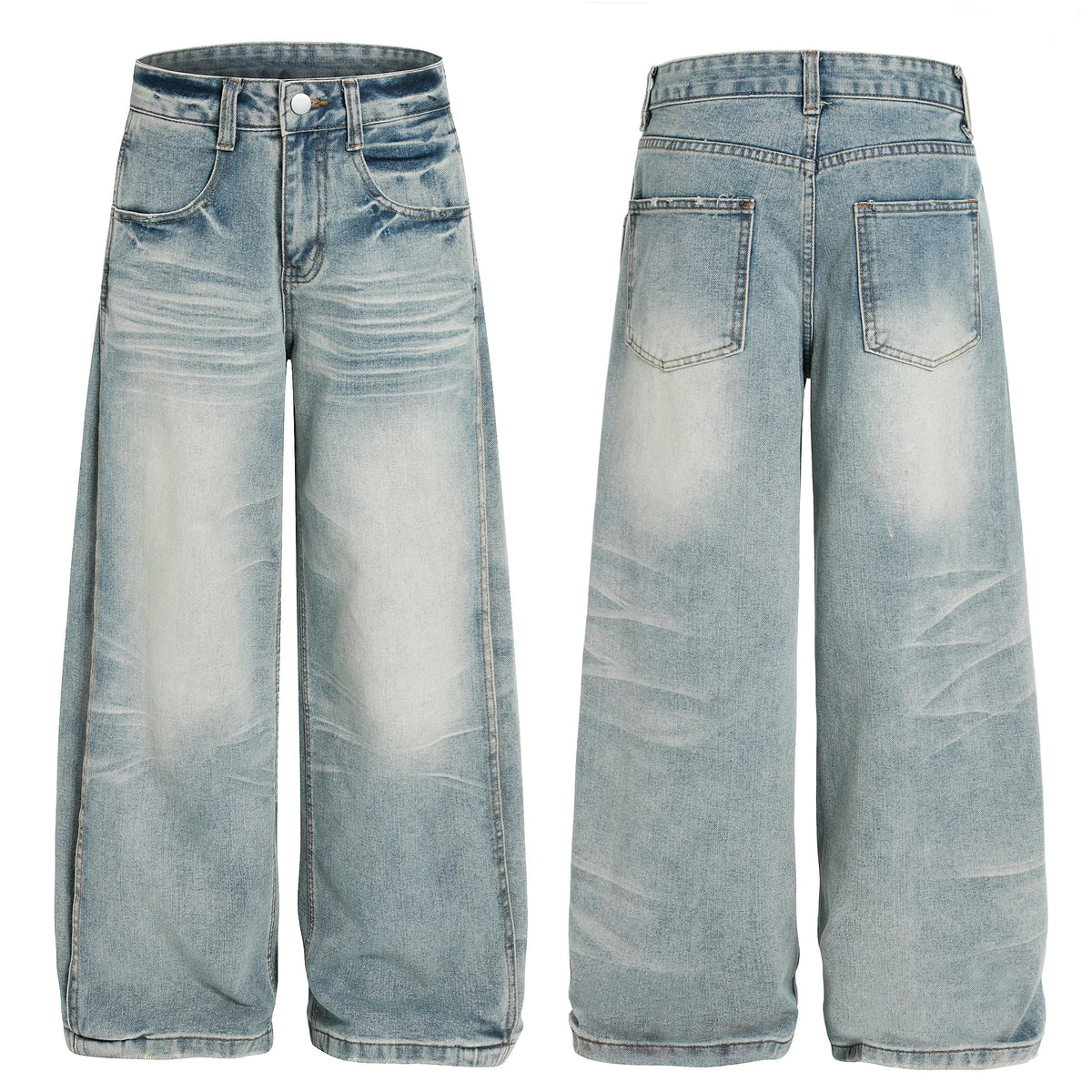 Vintage Wash Wide-Leg Denim Pants