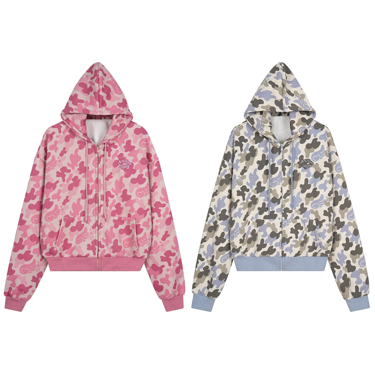 Camo Graphic Zip-Up Hoodie