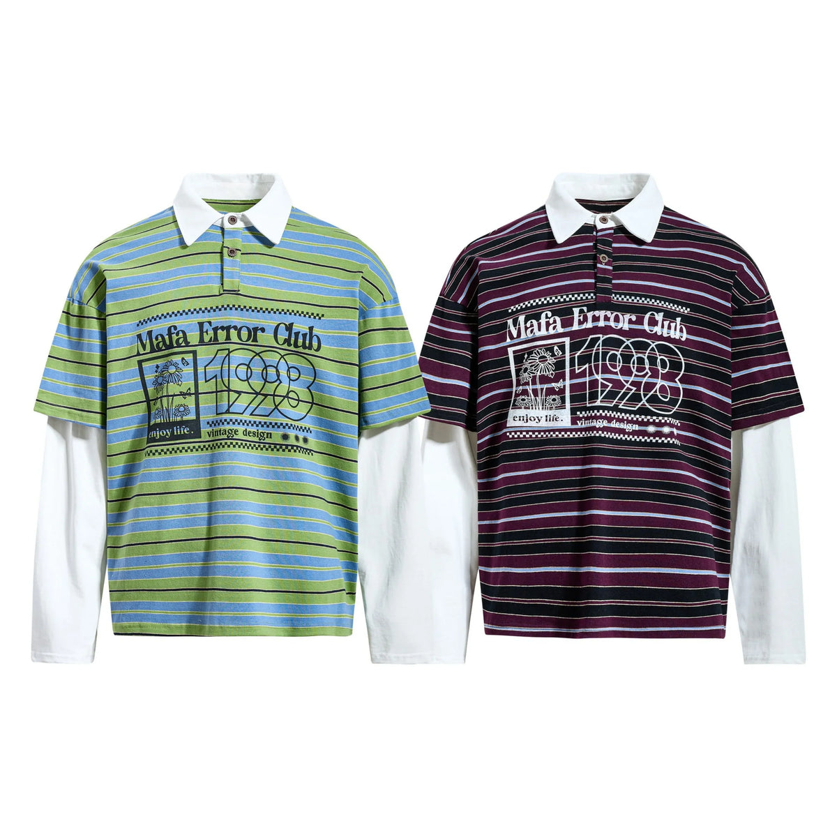 Striped Graphic Layered Polo