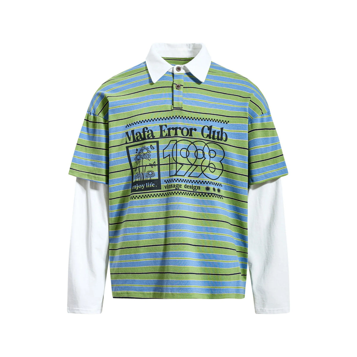 Striped Graphic Layered Polo