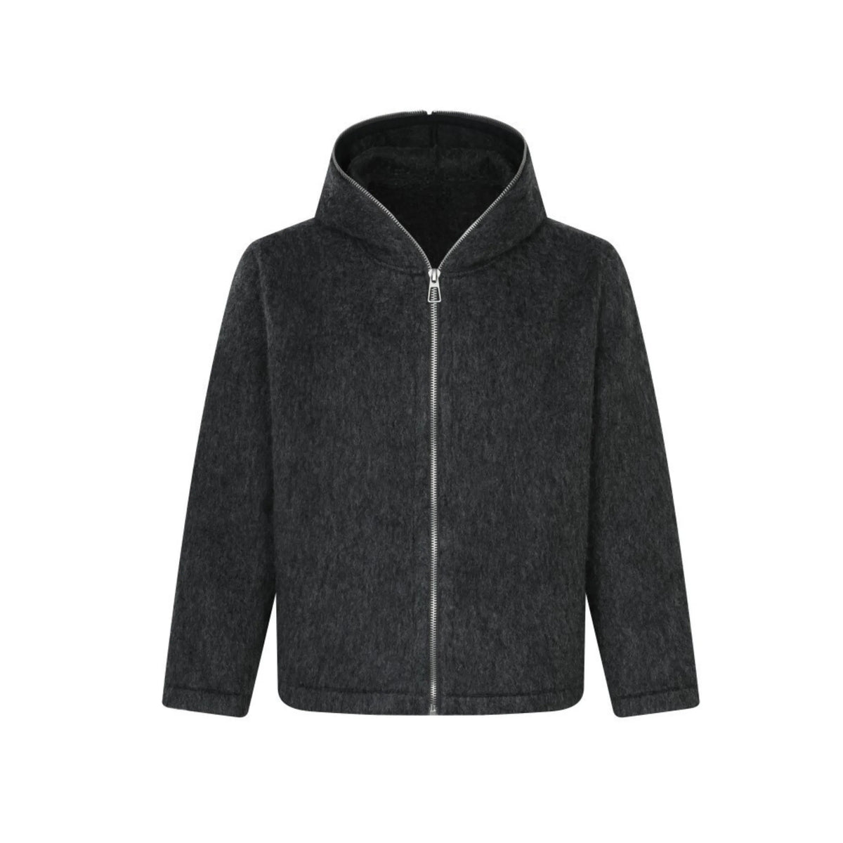 Wool-Blend Zip-Up Hooded Jacket