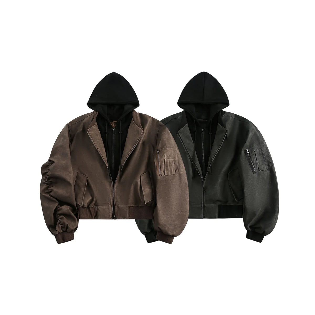 Layered Hooded Mesh Bomber Jacket