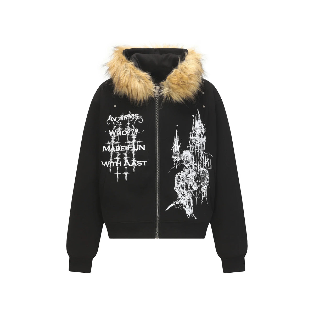 Gothic Fur Hood Zip Hoodie