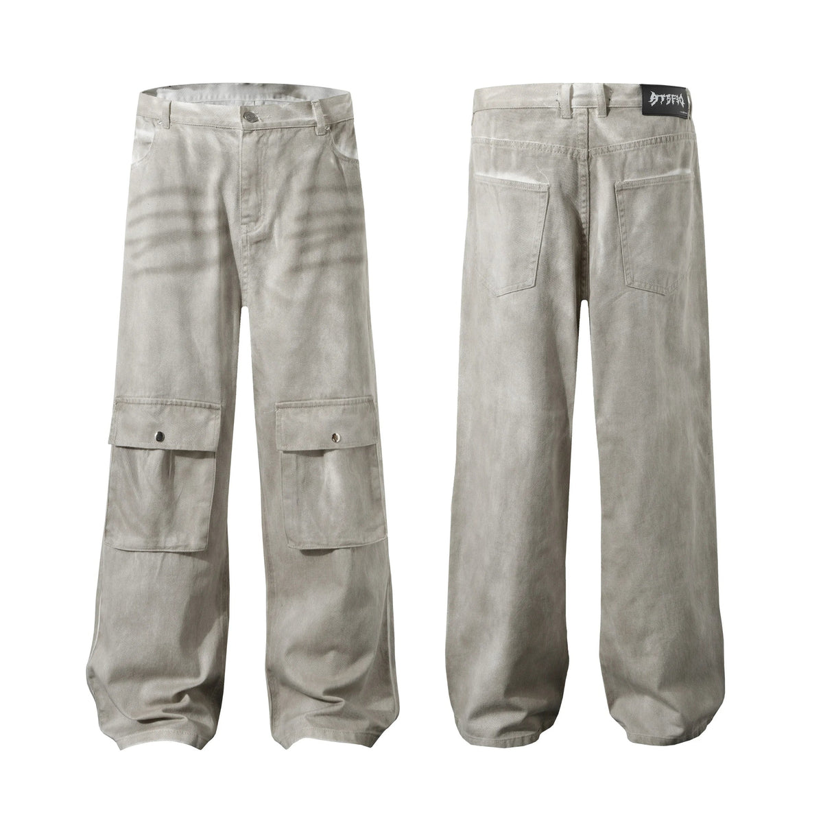 Washed Cargo Denim Pants