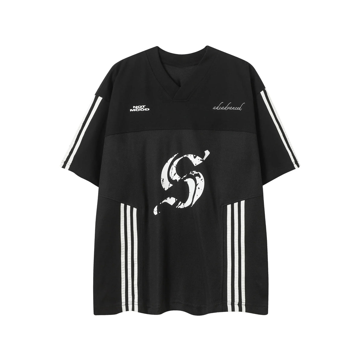 Split Stripe V-Neck Street Tee