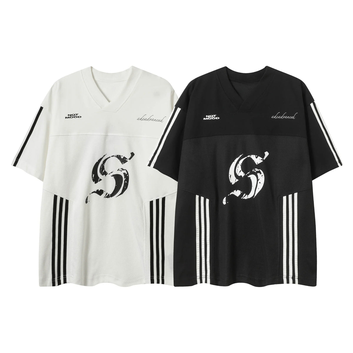 Split Stripe V-Neck Street Tee