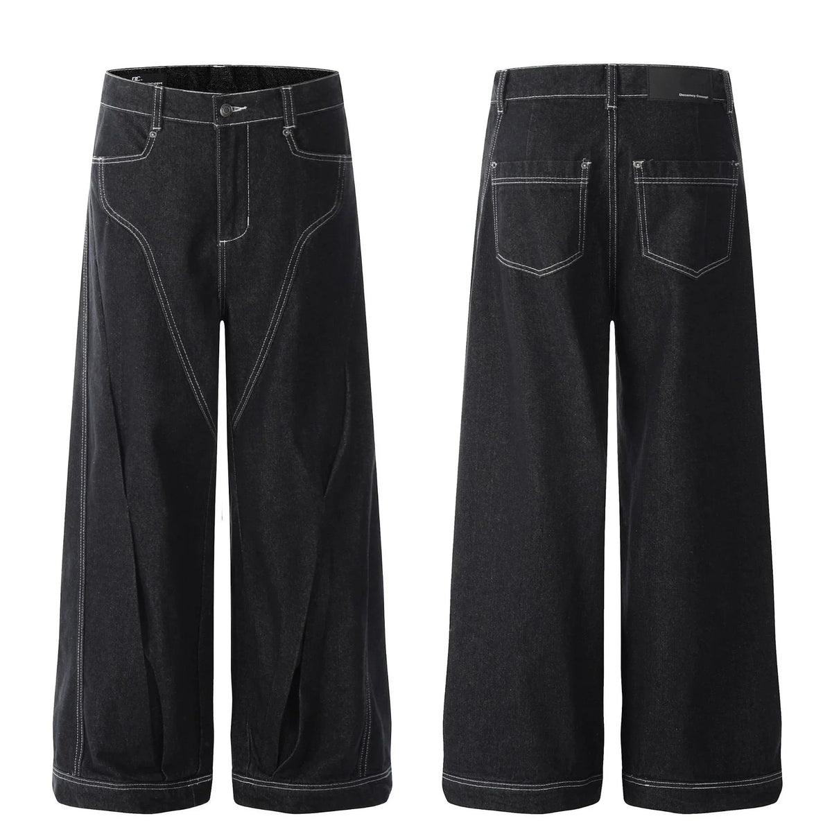 Contrast-Stitch Wide-Leg Jeans