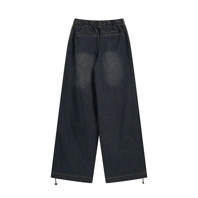 Stacked Panel Wide-Leg Denim Pants
