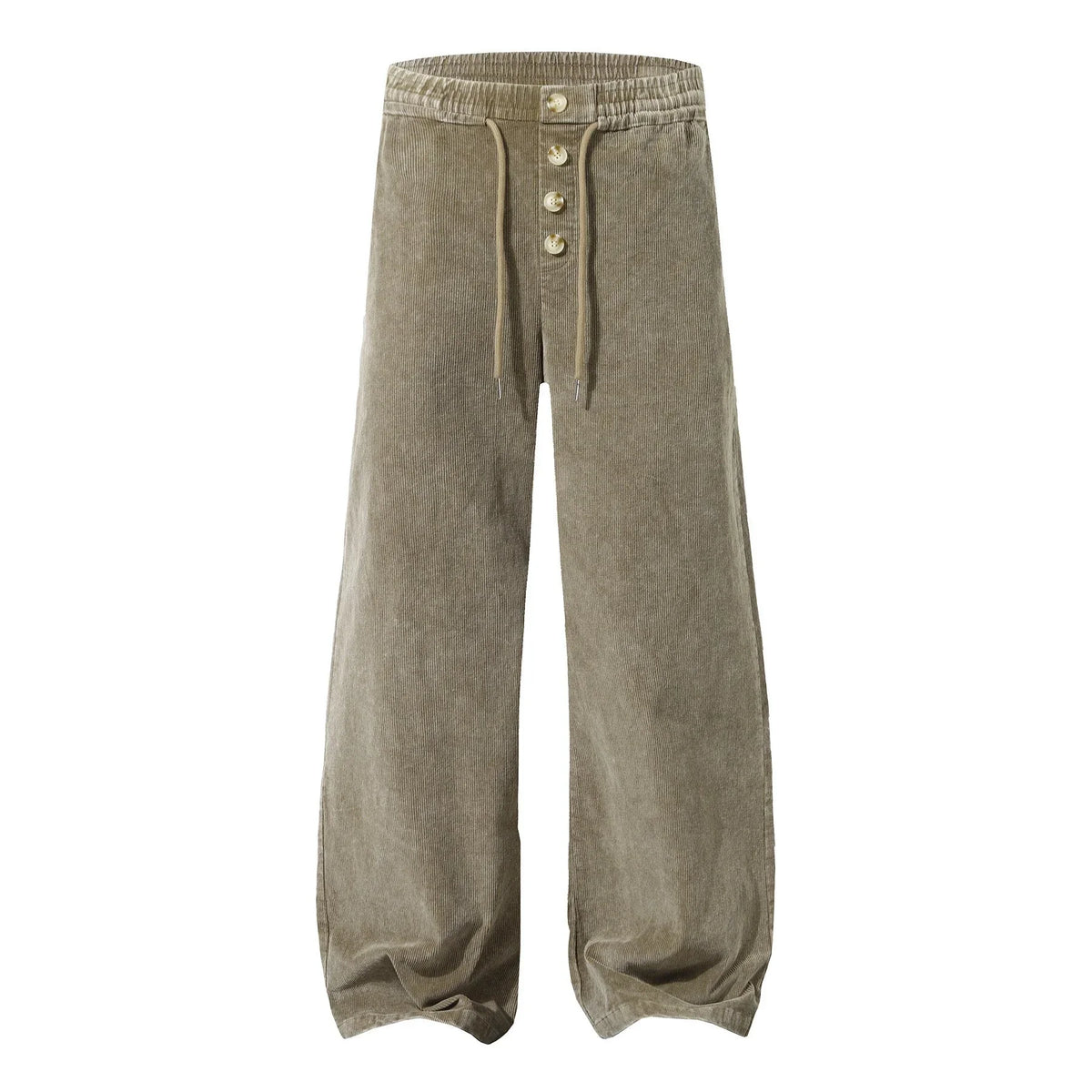 Button-Front Washed Barrel Pants