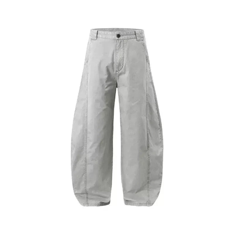 Washed Wide-Leg Cotton Pants