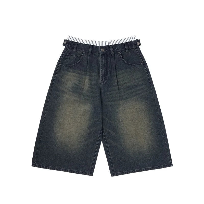 Vintage Wide-Leg Denim Shorts