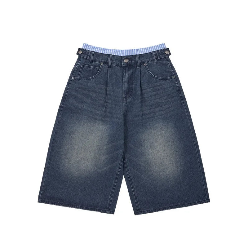 Vintage Wide-Leg Denim Shorts