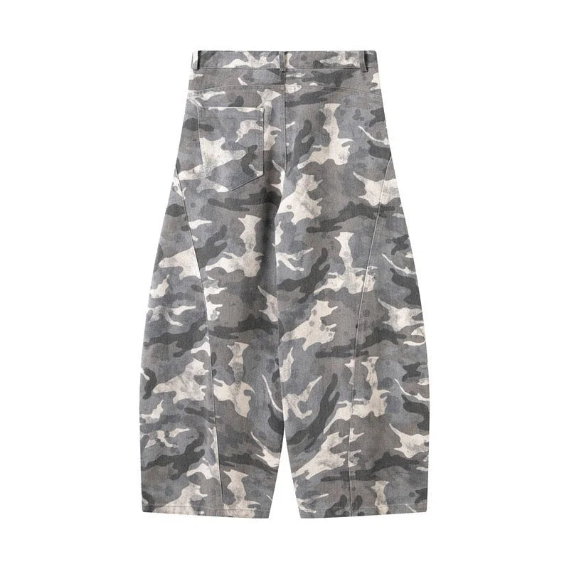 Camo Wide-Leg Denim Pants