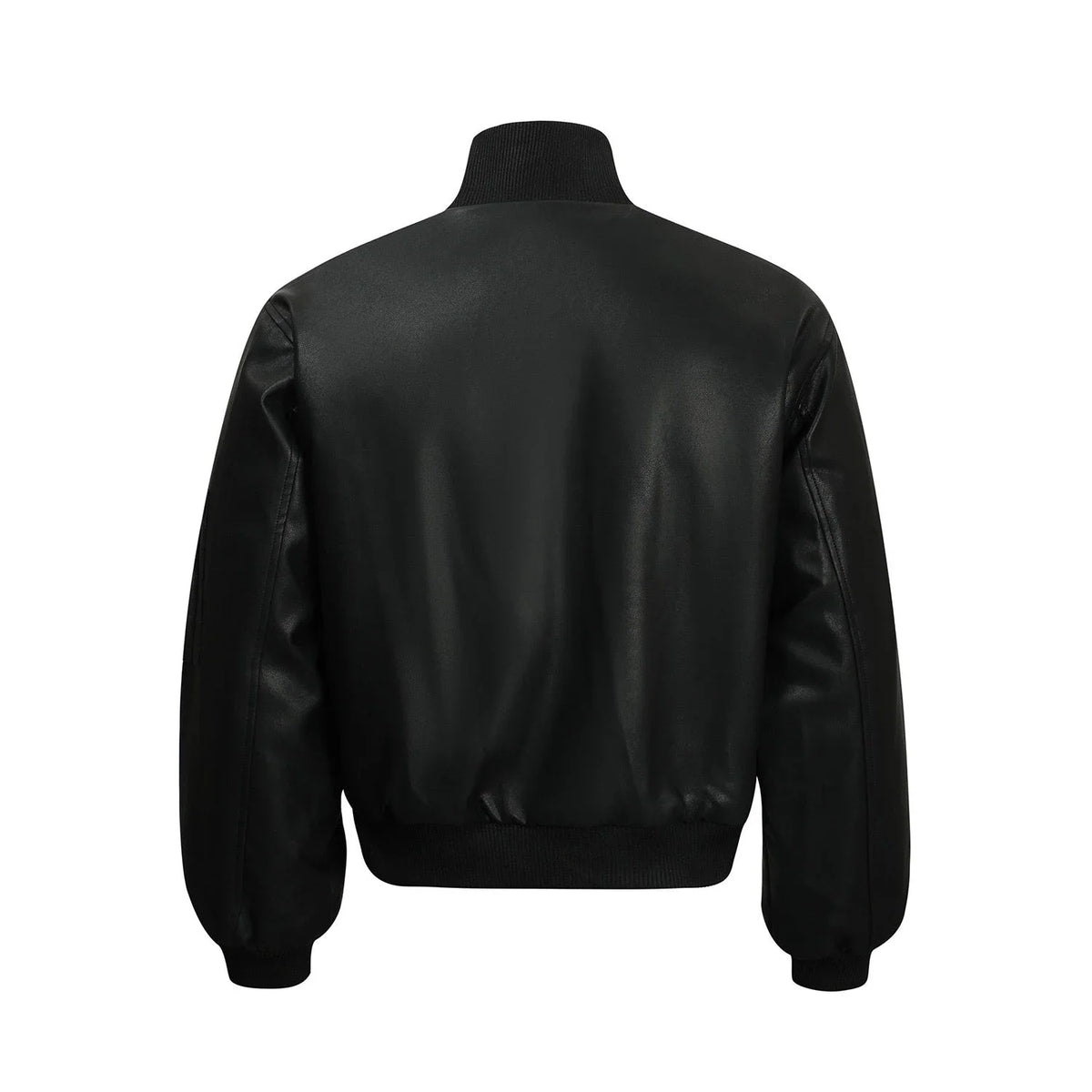 Fur-Lined PU Bomber Jacket