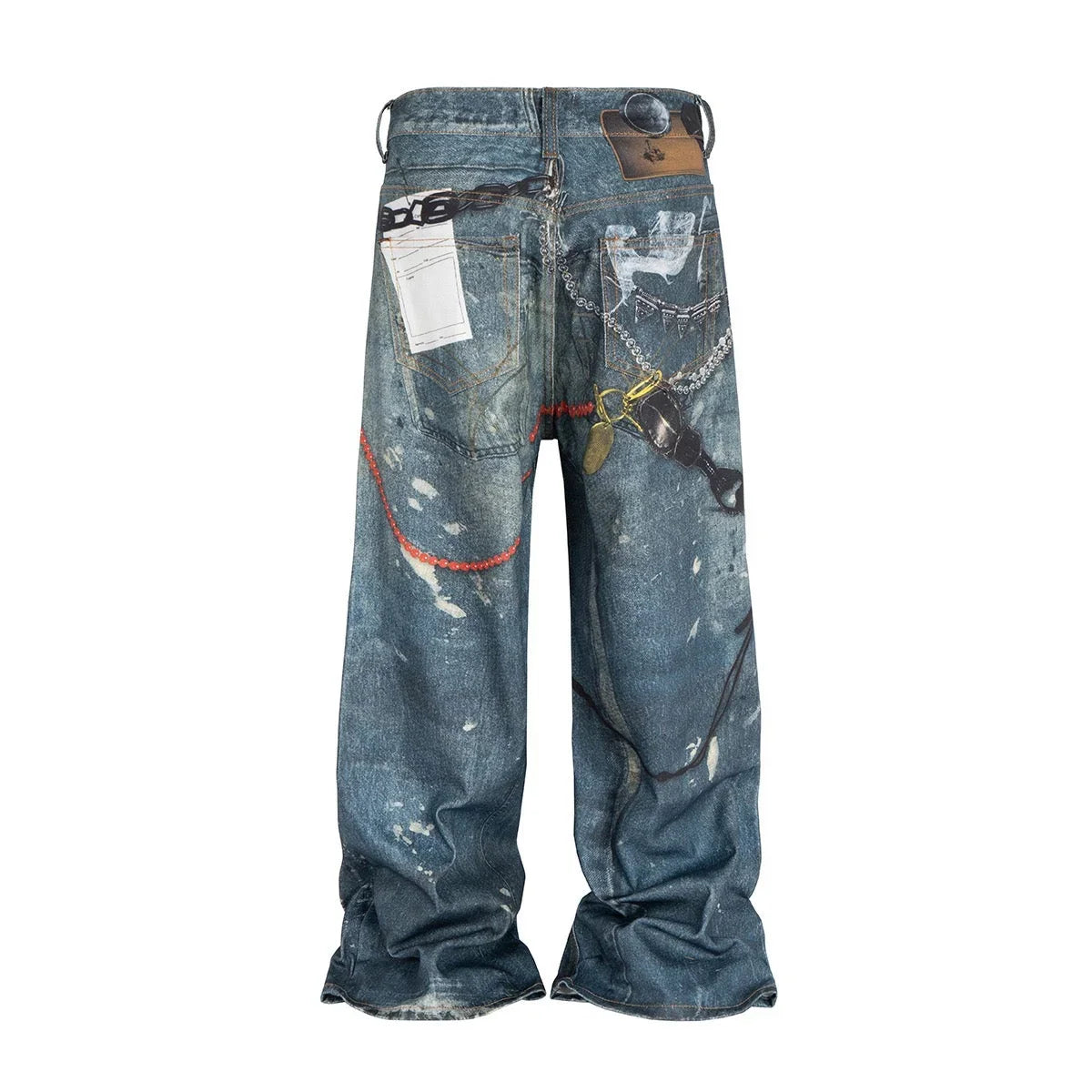 Hardware Washed Wide-Leg Jeans