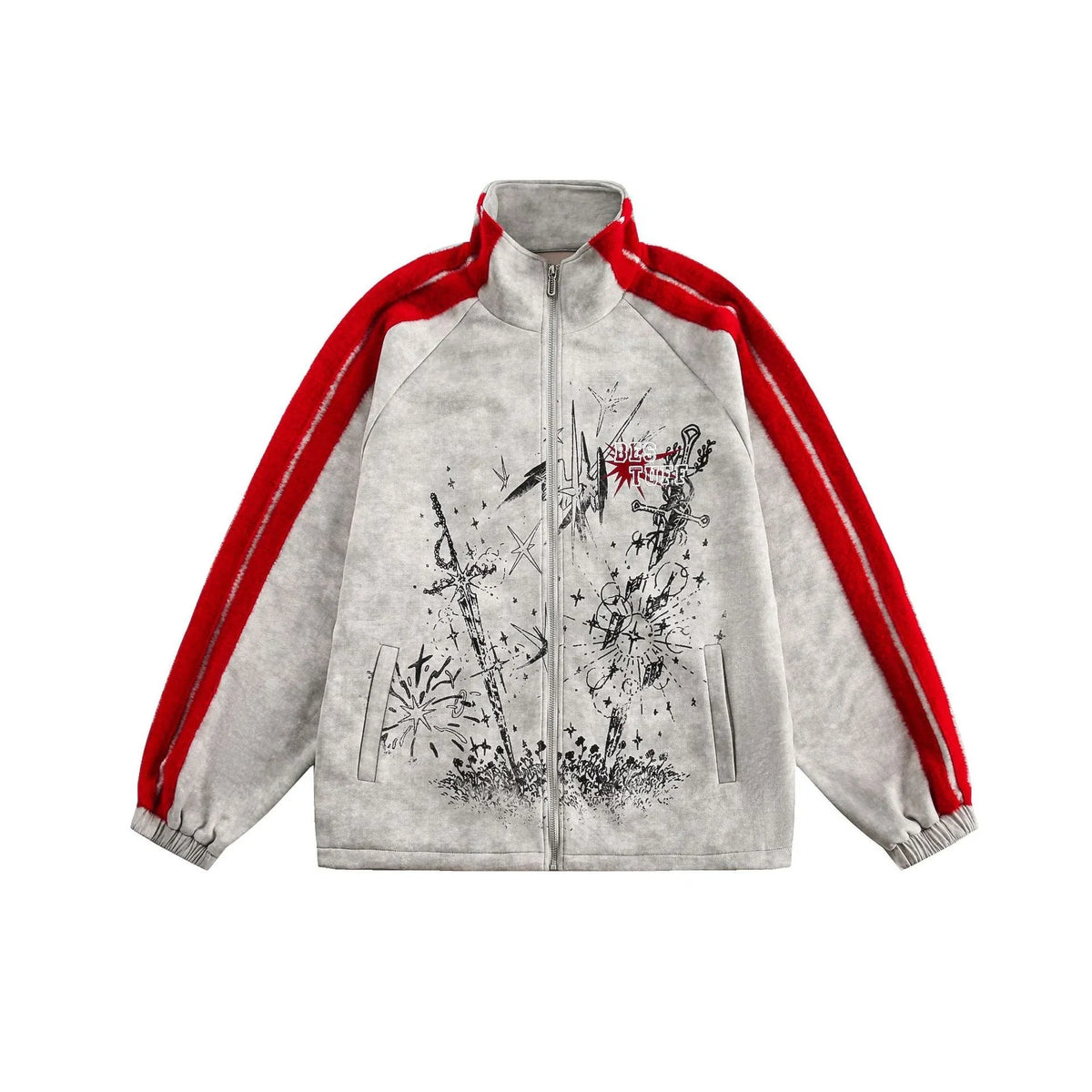 Red Stripe Graphic Track Jacket