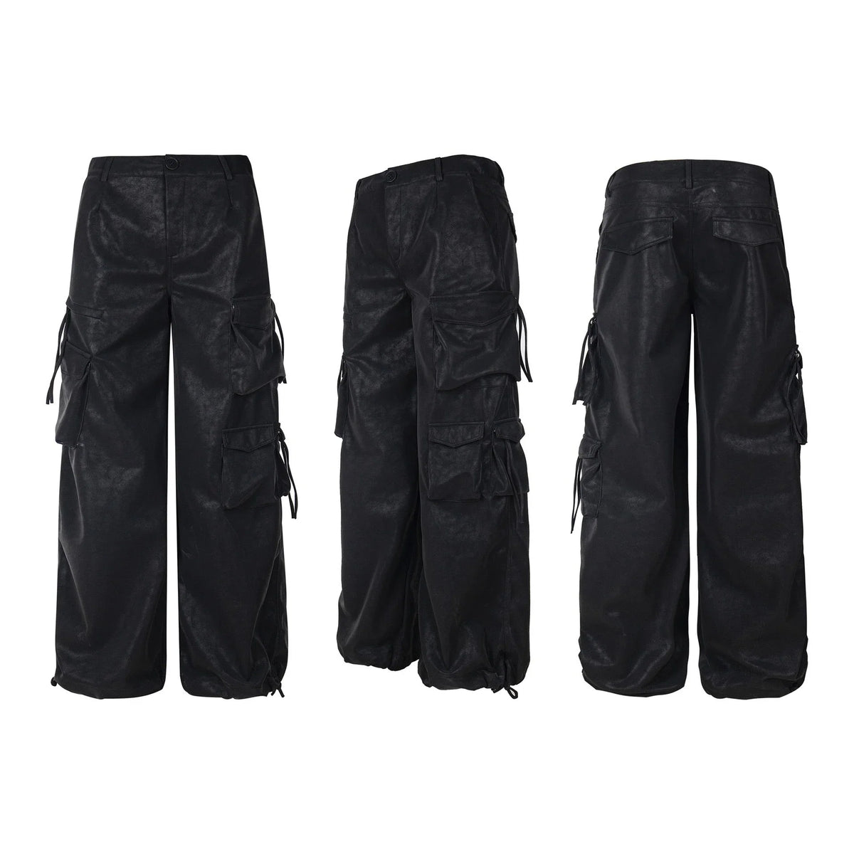 Multi-Pocket PU Cargo Pants