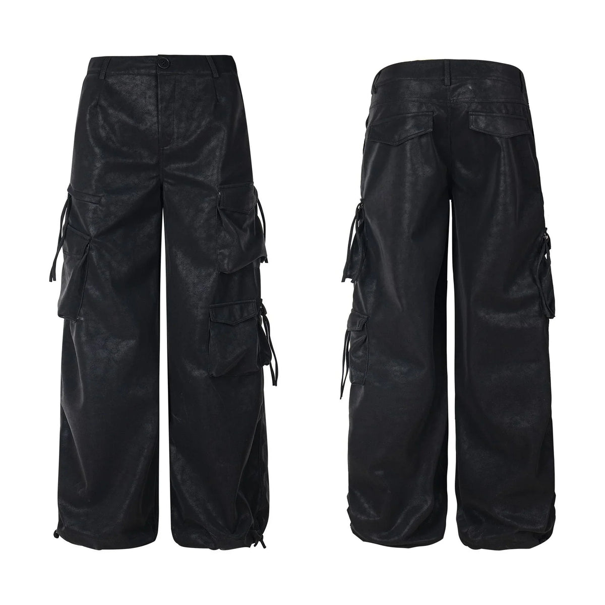 Multi-Pocket PU Cargo Pants