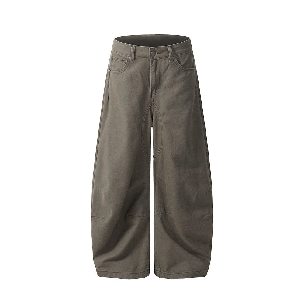 Sculpted Wide-Leg Canvas Pants