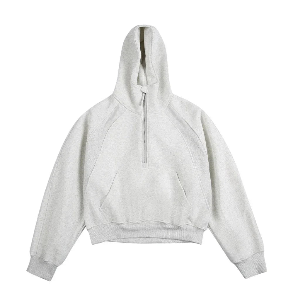 Essential Half-Zip Cropped Hoodie