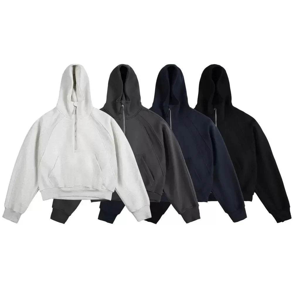 Essential Half-Zip Cropped Hoodie