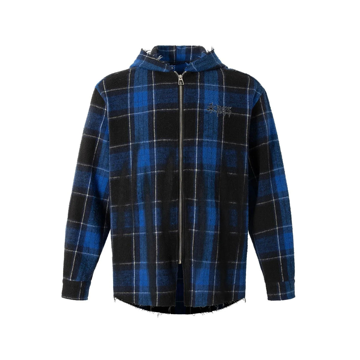 Plaid Embroidered Hooded Jacket