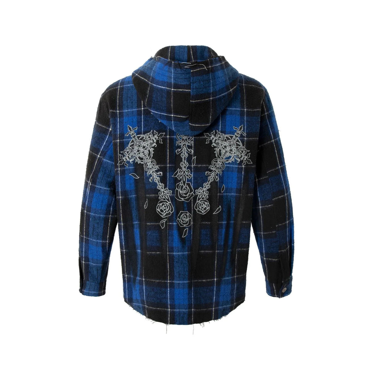 Plaid Embroidered Hooded Jacket