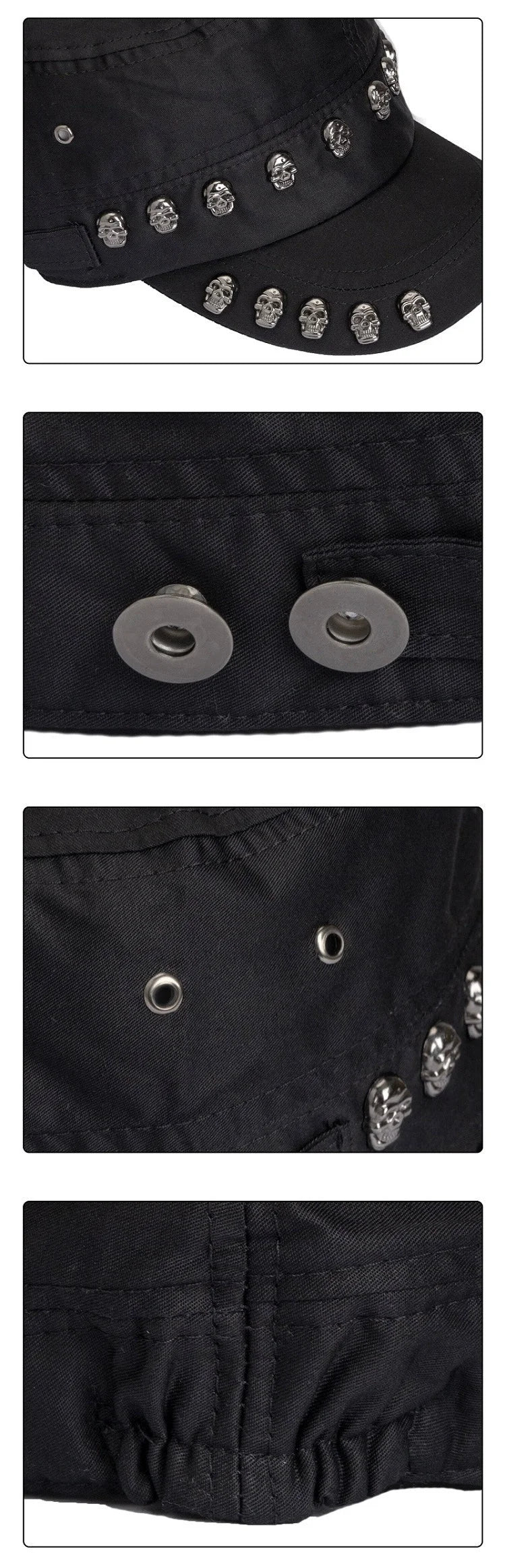 Skull Studded Flat Cap