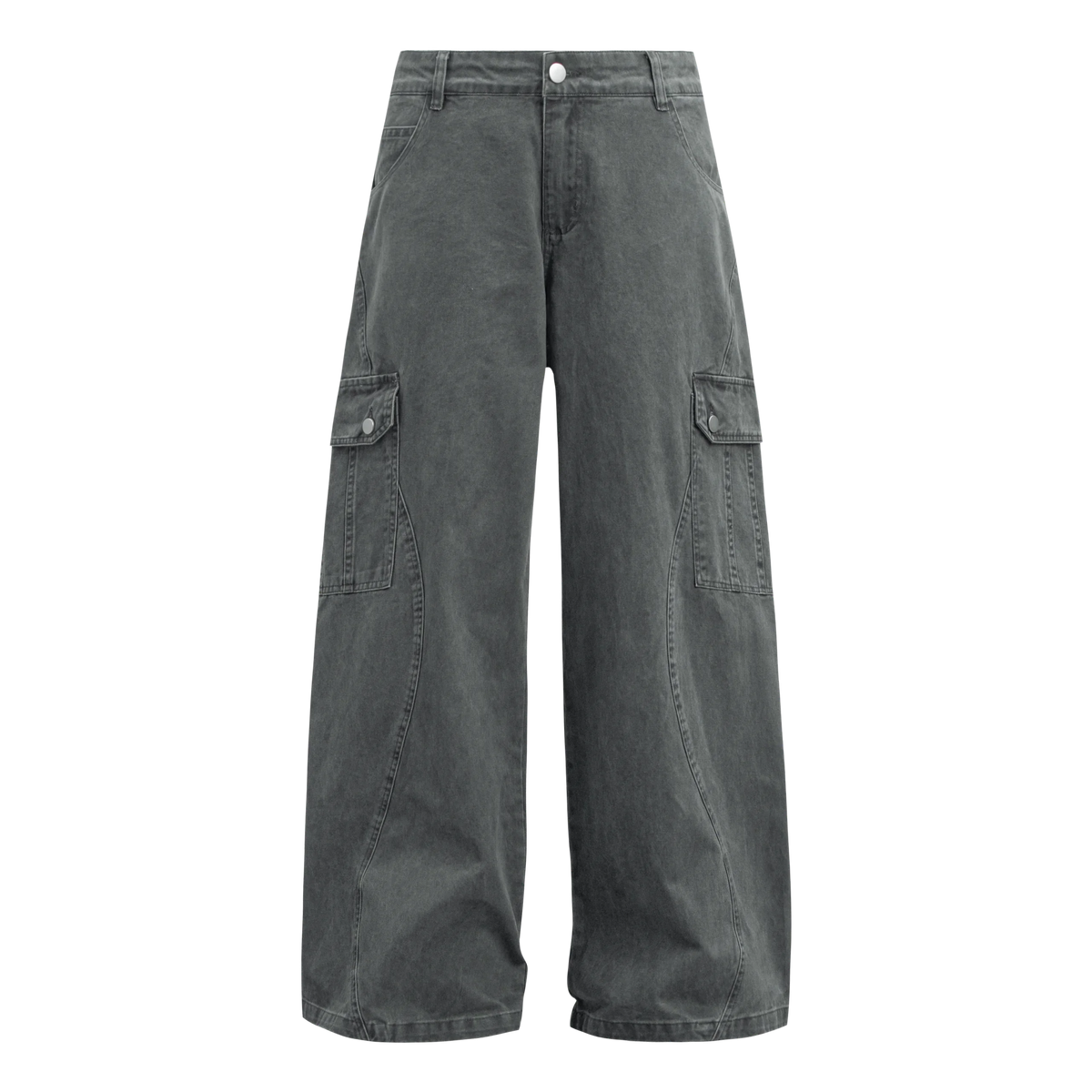 Curved Cargo Denim Pants