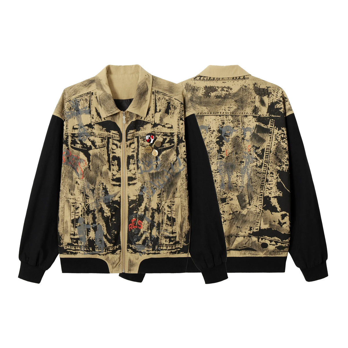 Vintage Graffiti Zip-Up Jacket