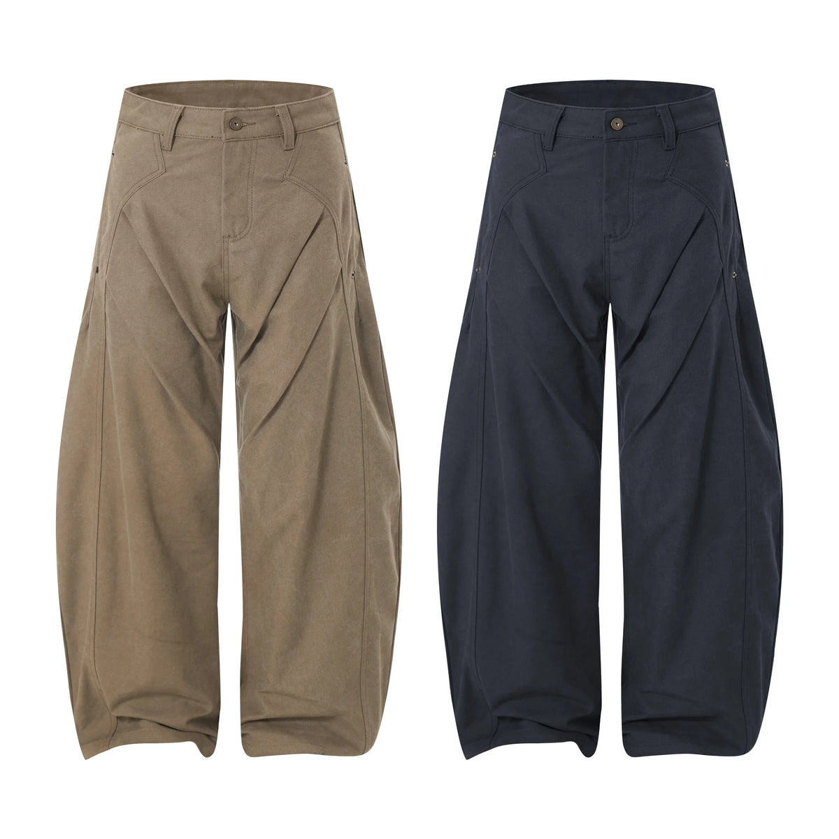 3D Curved Panel Wide-Leg Pants