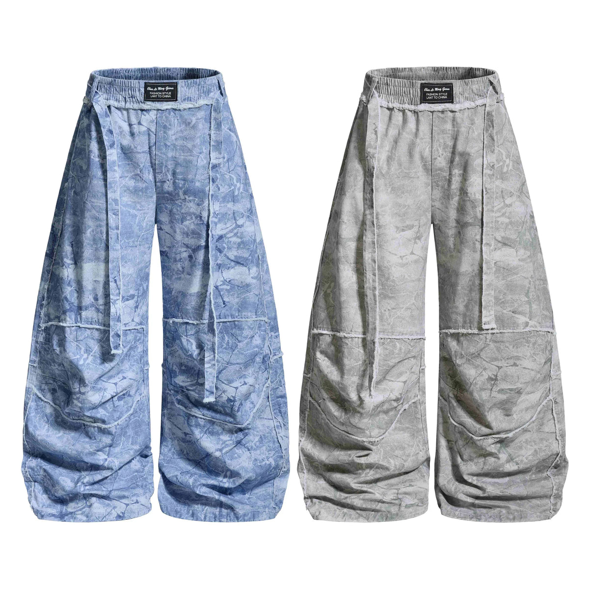 “Washed Marble Wide-Leg Pants”