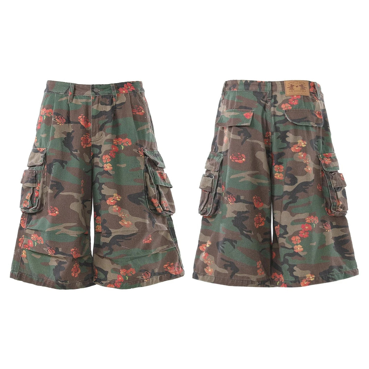 “Floral Camo Cargo Shorts”