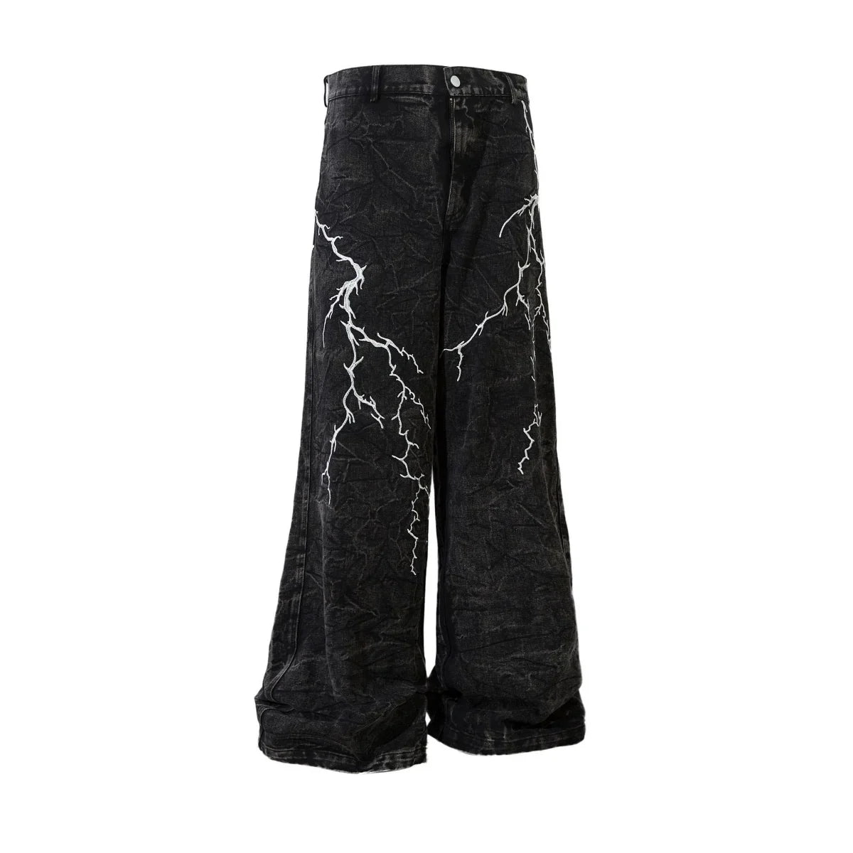 Crinkle Lightning Wide-Leg Jeans