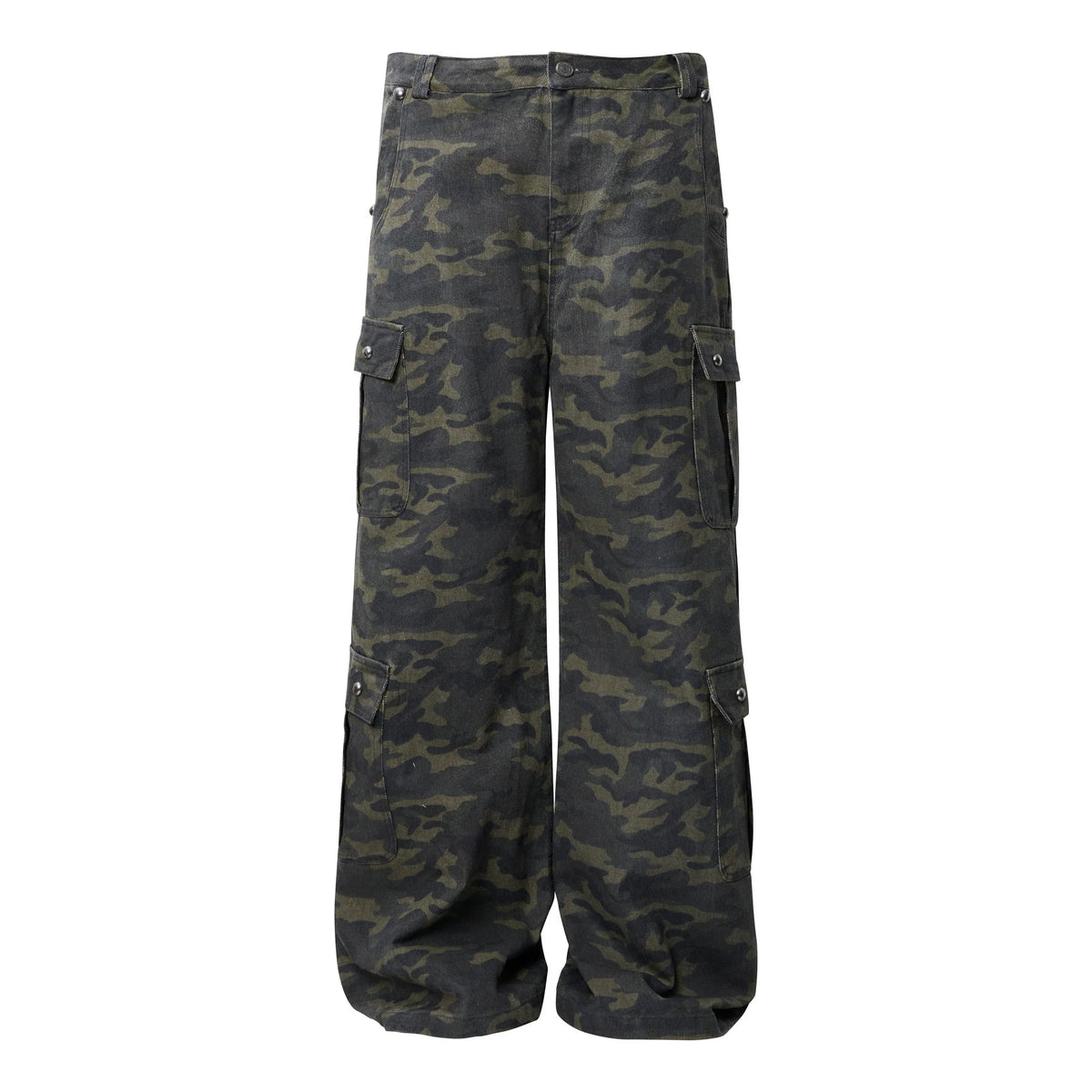 Camo Wide-Leg Cargo Pants