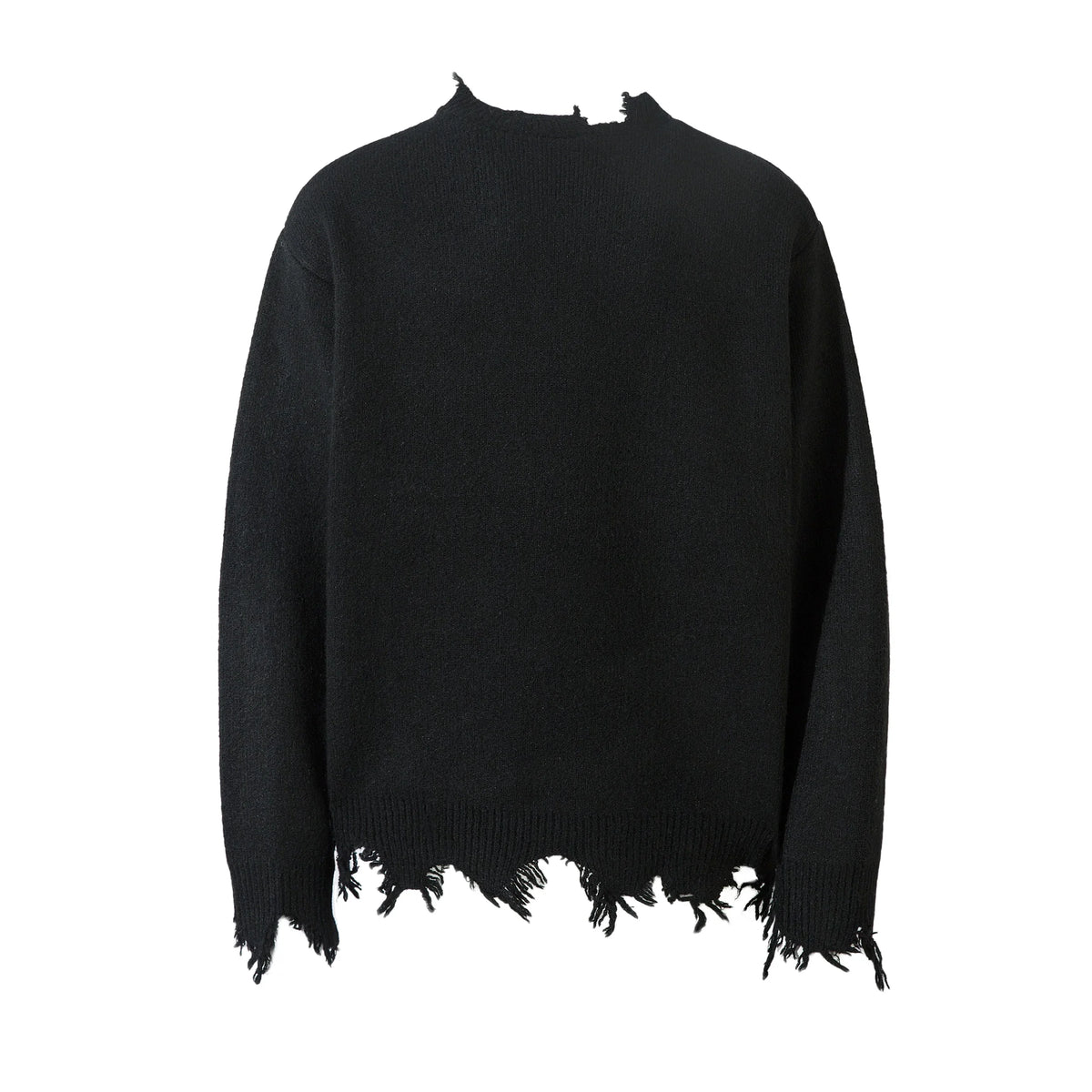 Distressed Hem Half-Zip Knit Sweater