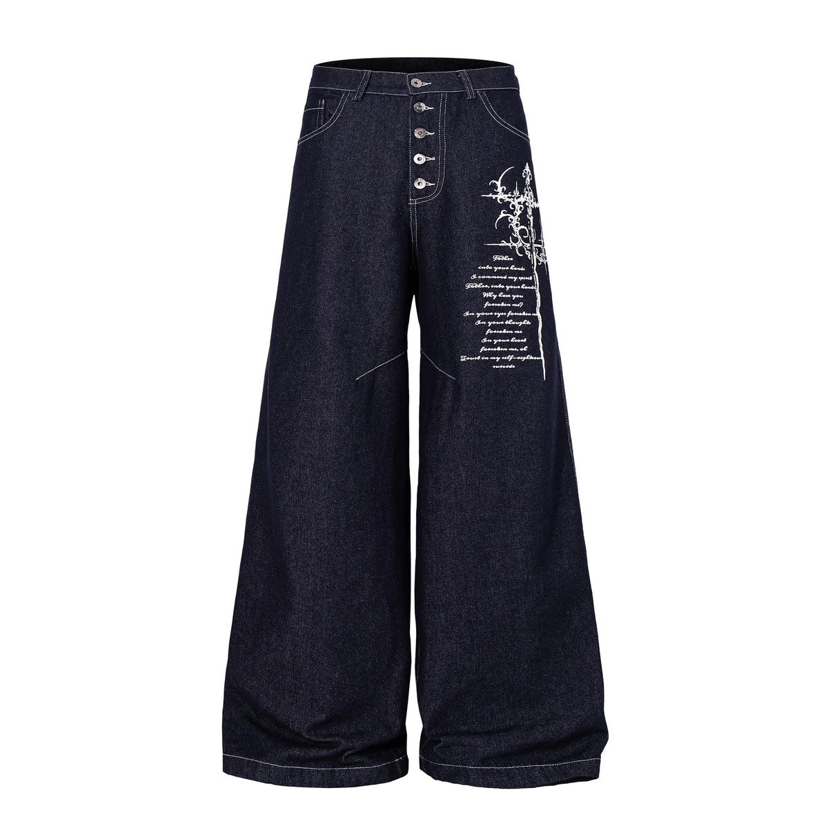 Gothic Script Wide-Leg Jeans