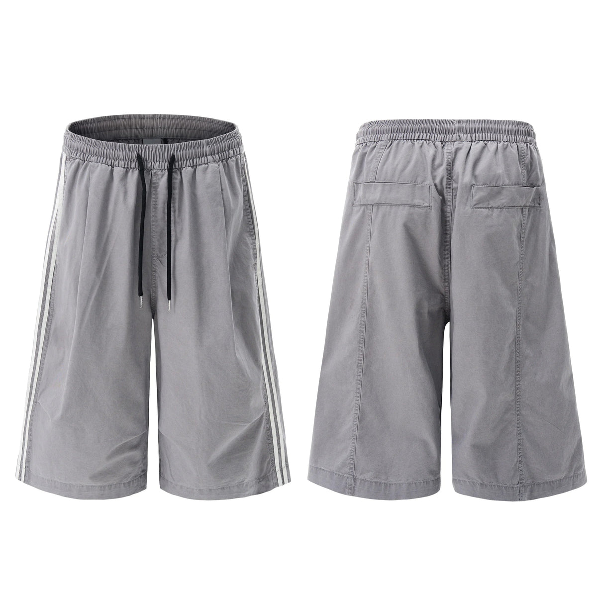 Washed Wide-Leg Stripe Shorts