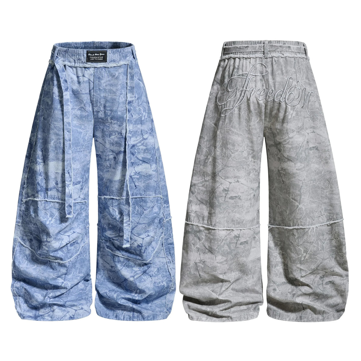 “Washed Marble Wide-Leg Pants”