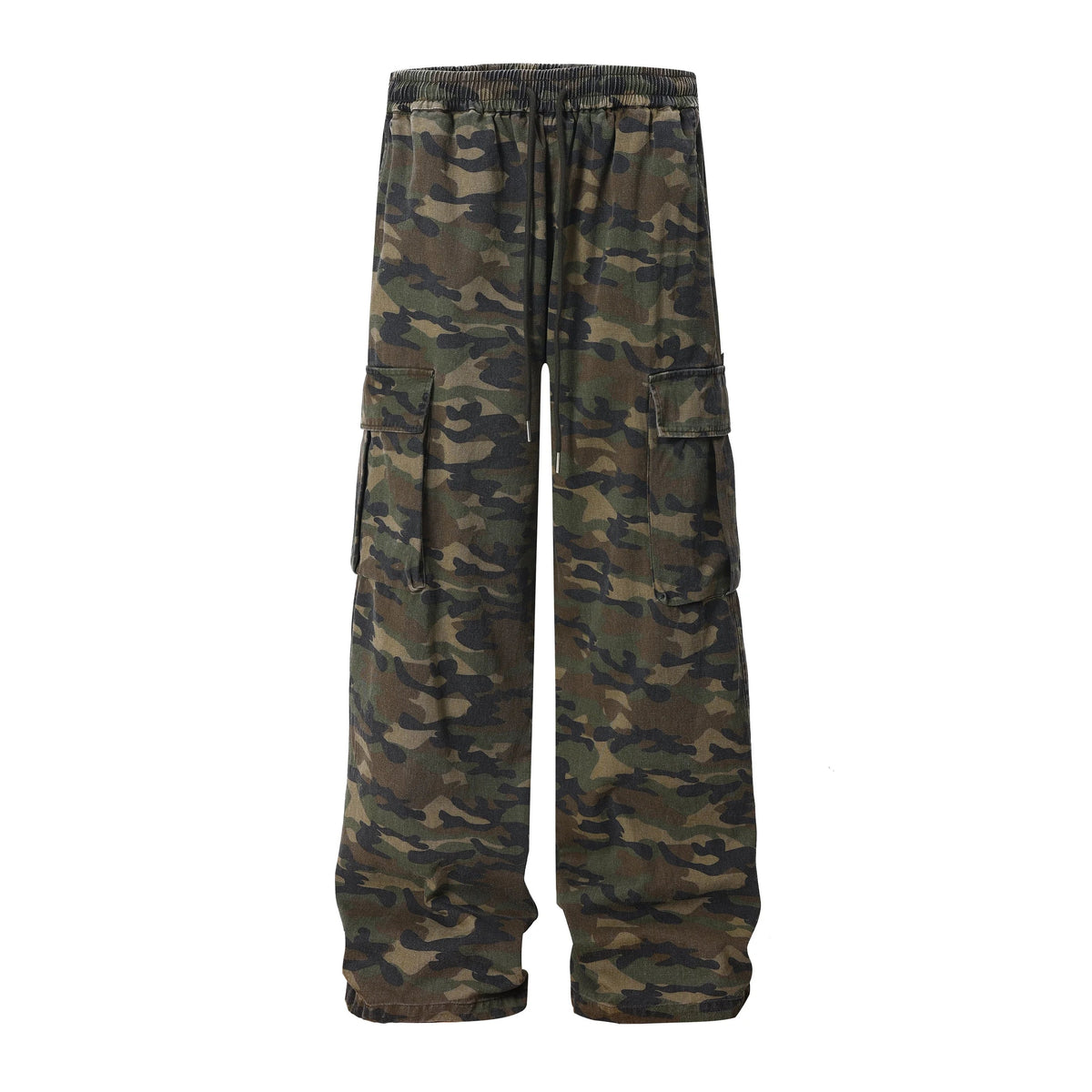 Camo Wide-Leg Cargo Pants