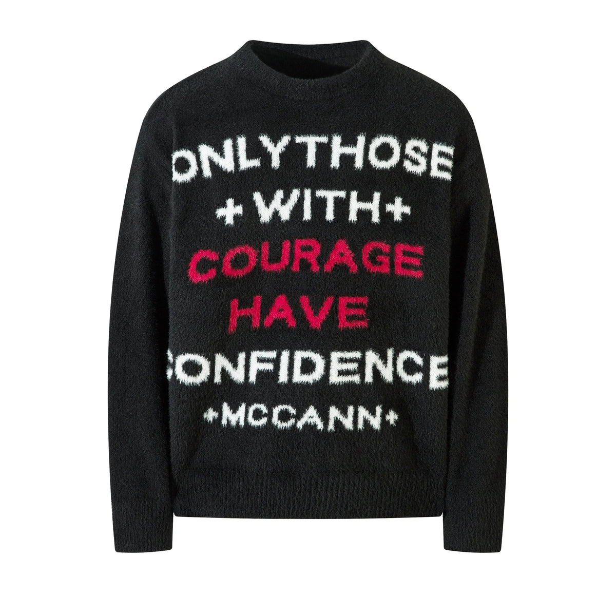 Statement Text Fuzzy Knit Sweater