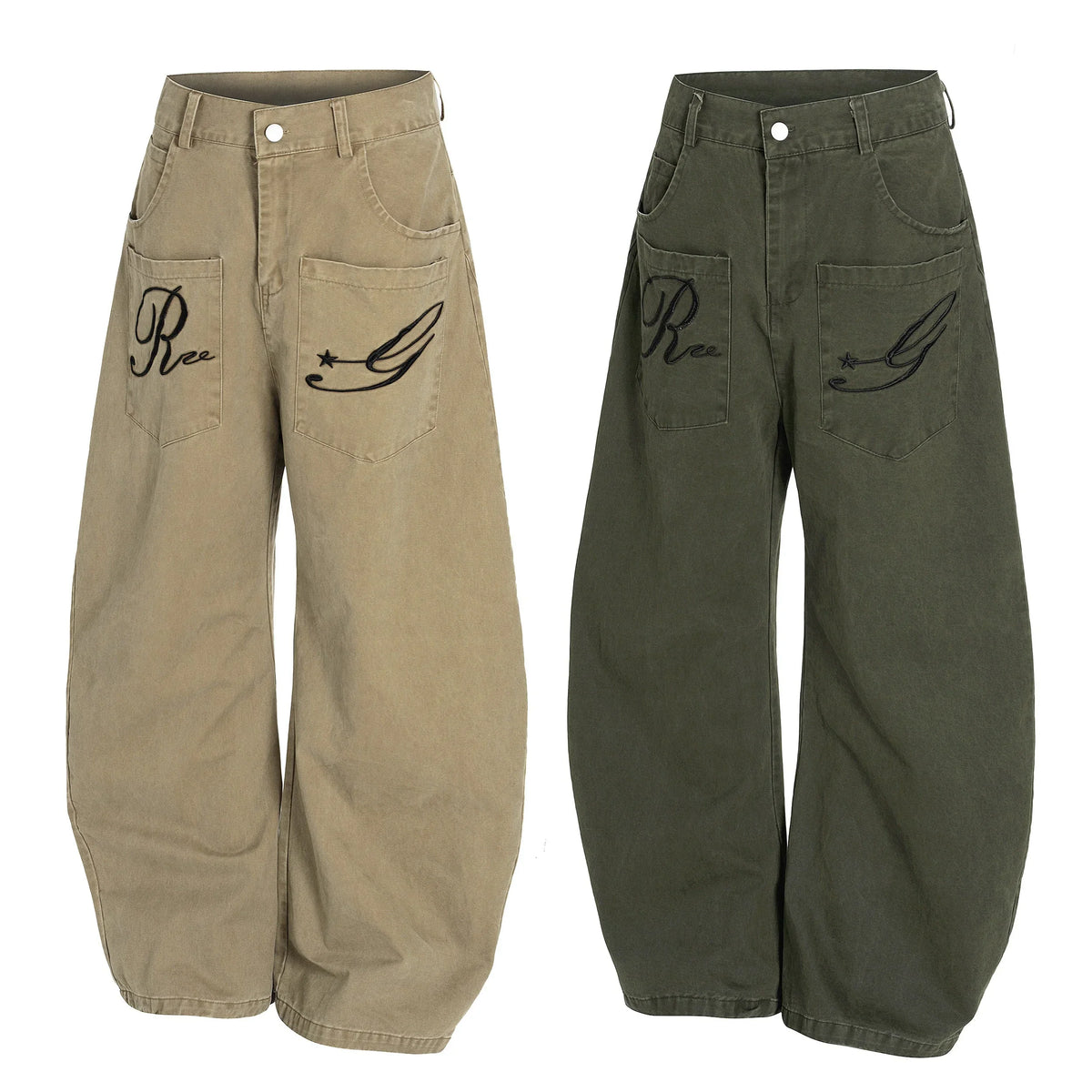 Retro Embroidered Balloon Jeans